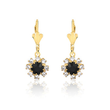 18K Gold Layered Oro Laminado Assorted Colors Flower Design Leverback Earrings 21.0195/1/2/3 (More Colors)